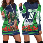 Personalized Canberra Raiders ANZAC Tribute Hoodie Dress Poppy Field Soldier Silhouette Aboriginal Rugby Mascot