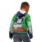 Personalized Canberra Raiders ANZAC Tribute Kid Hoodie Poppy Field Soldier Silhouette Aboriginal Rugby Mascot