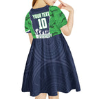 Personalized Canberra Raiders ANZAC Tribute Kid Short Sleeve Dress Poppy Field Soldier Silhouette Aboriginal Rugby Mascot
