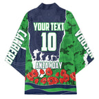 Personalized Canberra Raiders ANZAC Tribute Kimono Poppy Field Soldier Silhouette Aboriginal Rugby Mascot