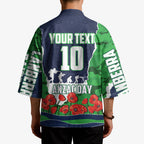 Personalized Canberra Raiders ANZAC Tribute Kimono Poppy Field Soldier Silhouette Aboriginal Rugby Mascot