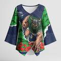 Personalized Canberra Raiders ANZAC Tribute Kimono Sleeve Blouse Poppy Field Soldier Silhouette Aboriginal Rugby Mascot