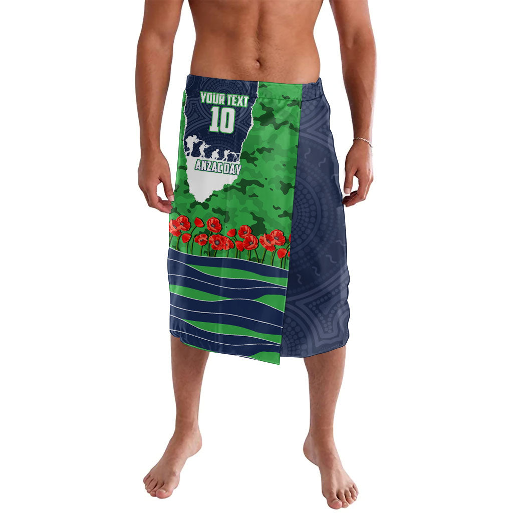 Personalized Canberra Raiders ANZAC Tribute Lavalava Poppy Field Soldier Silhouette Aboriginal Rugby Mascot
