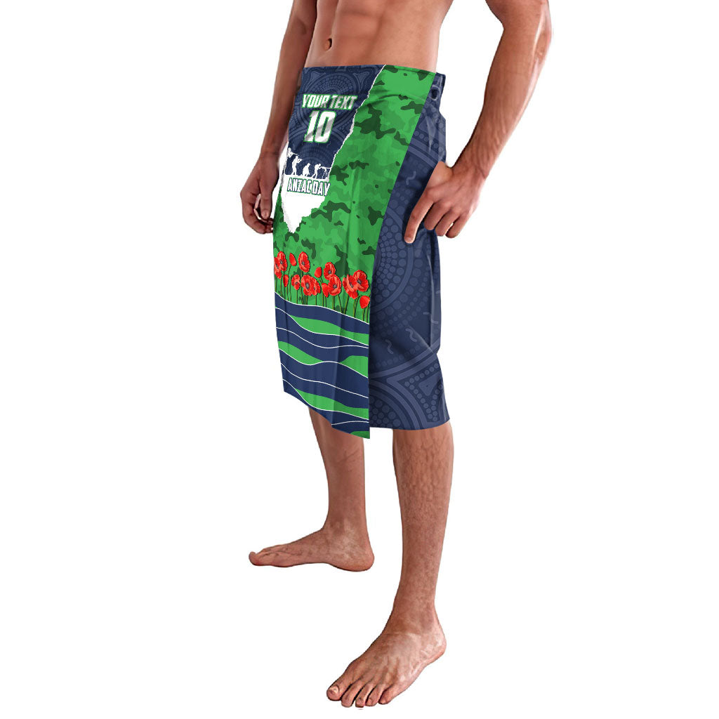 Personalized Canberra Raiders ANZAC Tribute Lavalava Poppy Field Soldier Silhouette Aboriginal Rugby Mascot