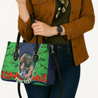 Personalized Canberra Raiders ANZAC Tribute Leather Bag Poppy Field Soldier Silhouette Aboriginal Rugby Mascot