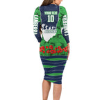Personalized Canberra Raiders ANZAC Tribute Long Sleeve Bodycon Dress Poppy Field Soldier Silhouette Aboriginal Rugby Mascot