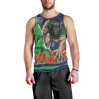 Personalized Canberra Raiders ANZAC Tribute Men Tank Top Poppy Field Soldier Silhouette Aboriginal Rugby Mascot