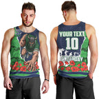 Personalized Canberra Raiders ANZAC Tribute Men Tank Top Poppy Field Soldier Silhouette Aboriginal Rugby Mascot