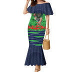 Personalized Canberra Raiders ANZAC Tribute Mermaid Dress Poppy Field Soldier Silhouette Aboriginal Rugby Mascot