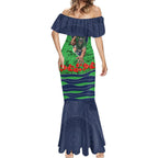 Personalized Canberra Raiders ANZAC Tribute Mermaid Dress Poppy Field Soldier Silhouette Aboriginal Rugby Mascot