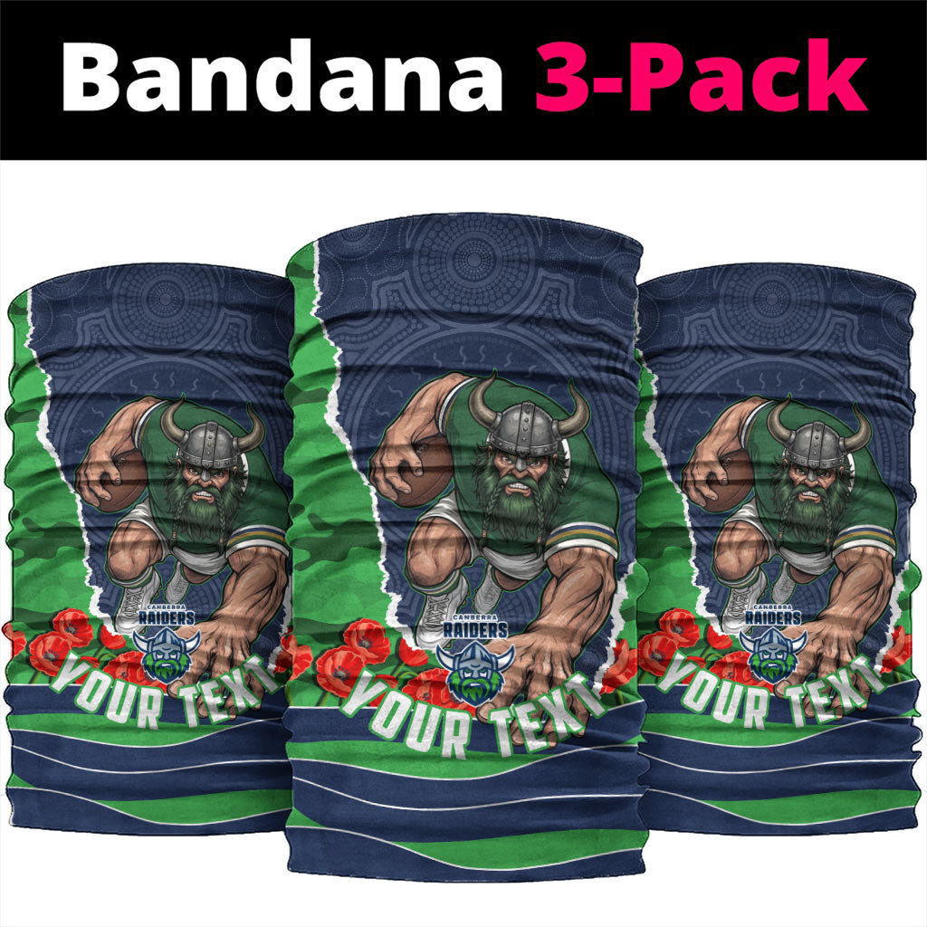 Personalized Canberra Raiders ANZAC Tribute Neck Gaiter Poppy Field Soldier Silhouette Aboriginal Rugby Mascot
