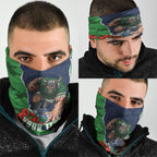 Personalized Canberra Raiders ANZAC Tribute Neck Gaiter Poppy Field Soldier Silhouette Aboriginal Rugby Mascot