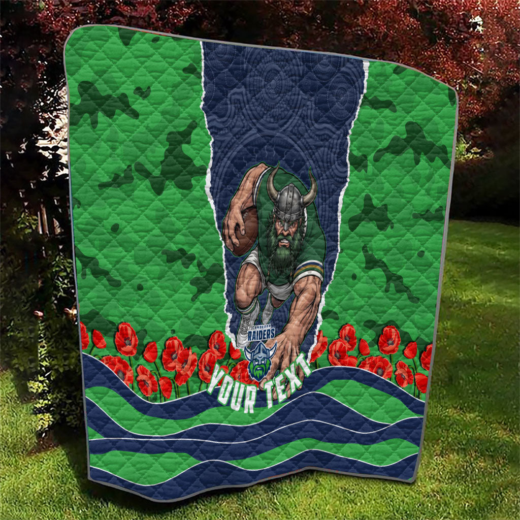 Personalized Canberra Raiders ANZAC Tribute Quilt Poppy Field Soldier Silhouette Aboriginal Rugby Mascot