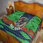 Personalized Canberra Raiders ANZAC Tribute Quilt Poppy Field Soldier Silhouette Aboriginal Rugby Mascot