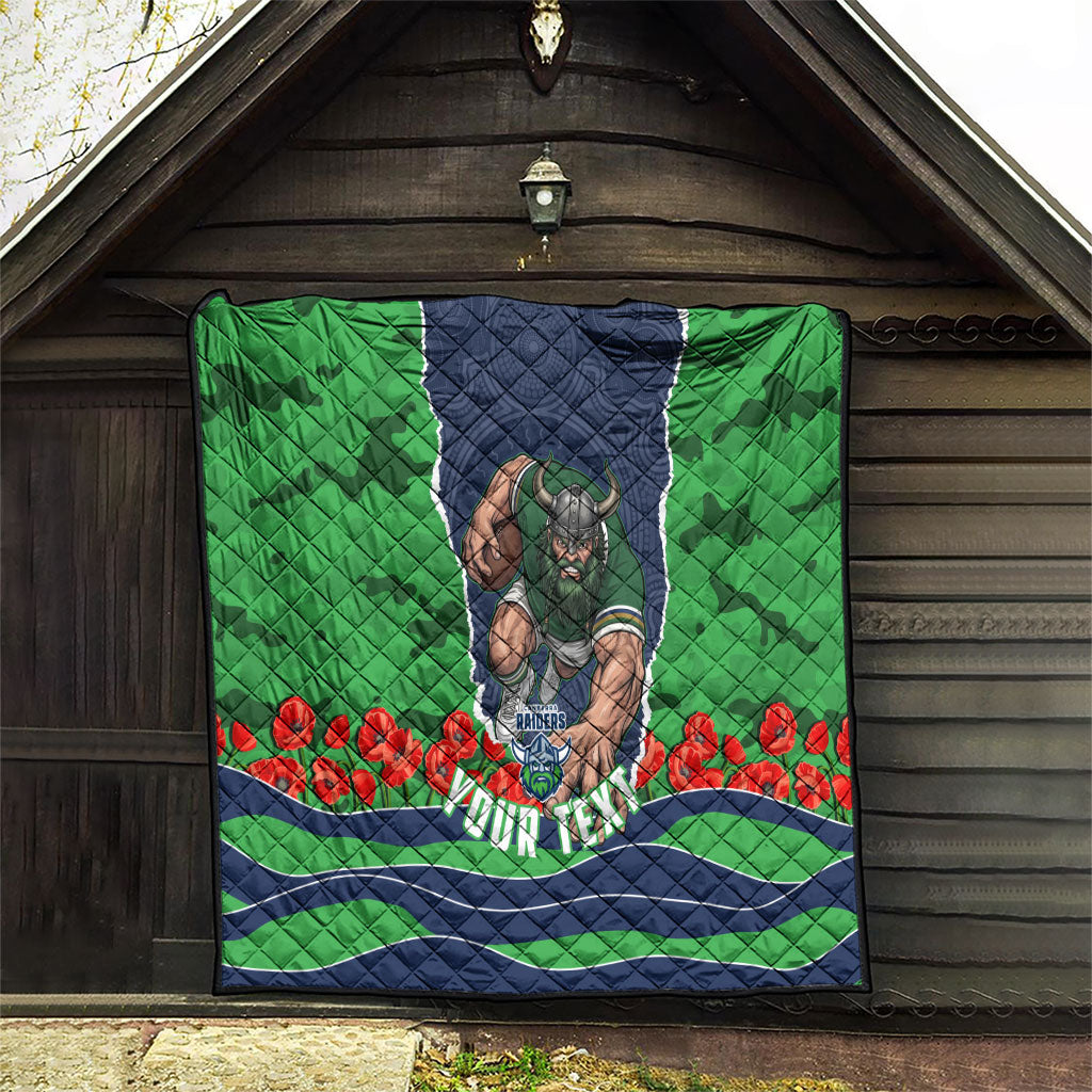 Personalized Canberra Raiders ANZAC Tribute Quilt Poppy Field Soldier Silhouette Aboriginal Rugby Mascot