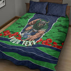 Personalized Canberra Raiders ANZAC Tribute Quilt Bed Set Poppy Field Soldier Silhouette Aboriginal Rugby Mascot