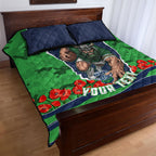 Personalized Canberra Raiders ANZAC Tribute Quilt Bed Set Poppy Field Soldier Silhouette Aboriginal Rugby Mascot
