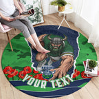 Personalized Canberra Raiders ANZAC Tribute Round Carpet Poppy Field Soldier Silhouette Aboriginal Rugby Mascot