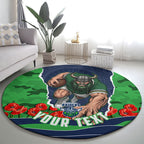 Personalized Canberra Raiders ANZAC Tribute Round Carpet Poppy Field Soldier Silhouette Aboriginal Rugby Mascot