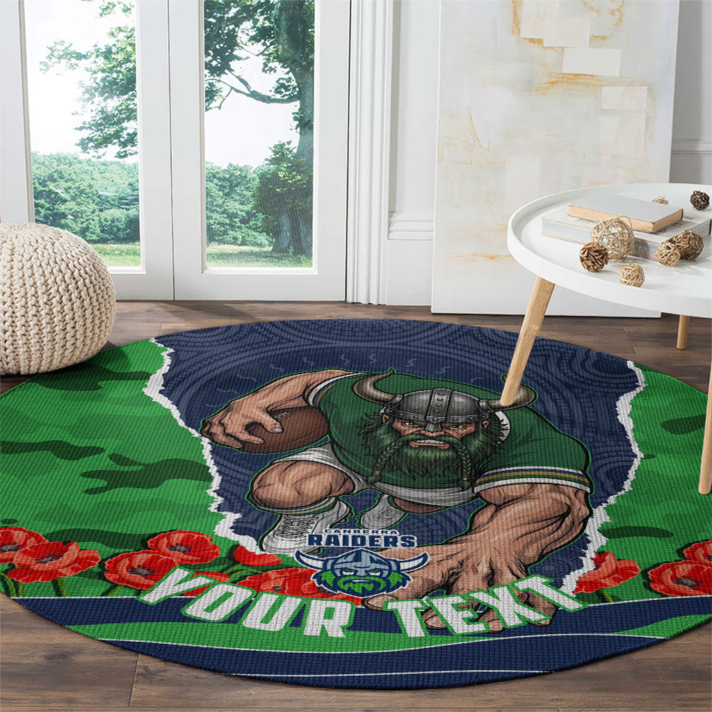 Personalized Canberra Raiders ANZAC Tribute Round Carpet Poppy Field Soldier Silhouette Aboriginal Rugby Mascot