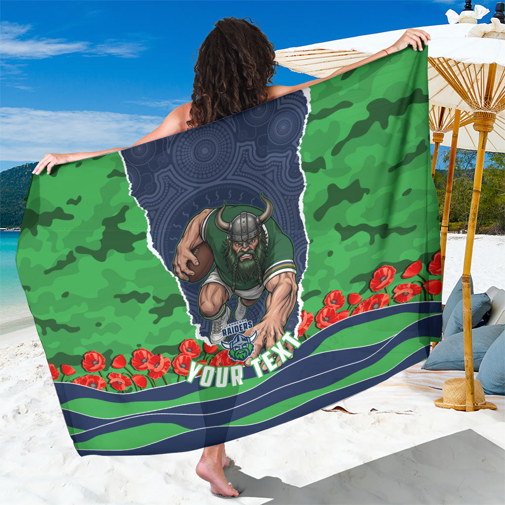 Personalized Canberra Raiders ANZAC Tribute Sarong Poppy Field Soldier Silhouette Aboriginal Rugby Mascot