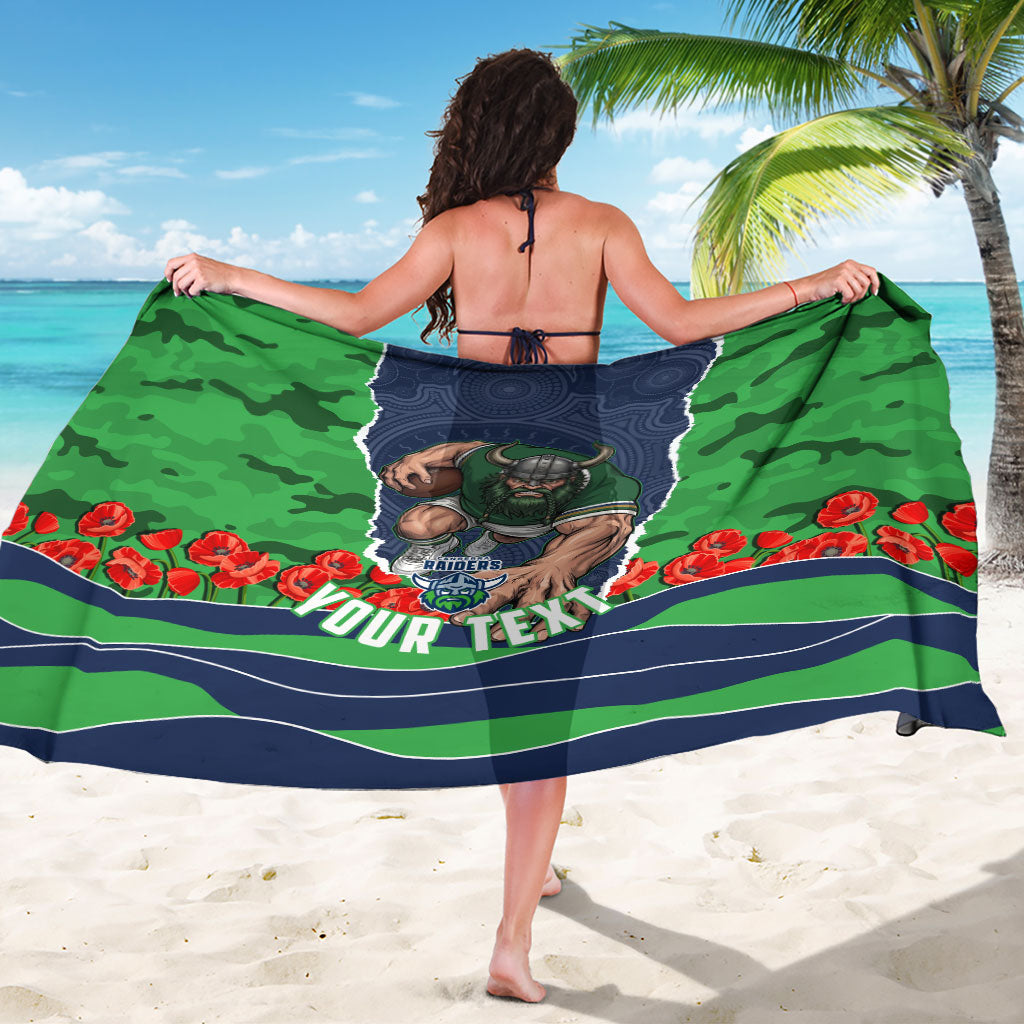 Personalized Canberra Raiders ANZAC Tribute Sarong Poppy Field Soldier Silhouette Aboriginal Rugby Mascot