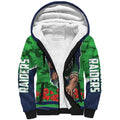 Personalized Canberra Raiders ANZAC Tribute Sherpa Hoodie Poppy Field Soldier Silhouette Aboriginal Rugby Mascot
