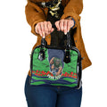 Personalized Canberra Raiders ANZAC Tribute Shoulder Handbag Poppy Field Soldier Silhouette Aboriginal Rugby Mascot