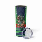 Personalized Canberra Raiders ANZAC Tribute Skinny Tumbler Poppy Field Soldier Silhouette Aboriginal Rugby Mascot