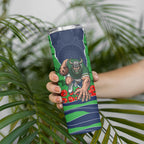Personalized Canberra Raiders ANZAC Tribute Skinny Tumbler Poppy Field Soldier Silhouette Aboriginal Rugby Mascot