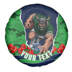 Personalized Canberra Raiders ANZAC Tribute Spare Tire Cover Poppy Field Soldier Silhouette Aboriginal Rugby Mascot