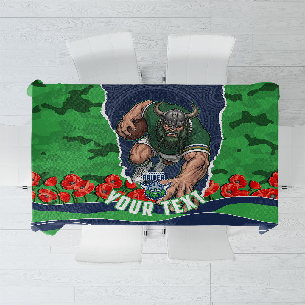 Personalized Canberra Raiders ANZAC Tribute Tablecloth Poppy Field Soldier Silhouette Aboriginal Rugby Mascot