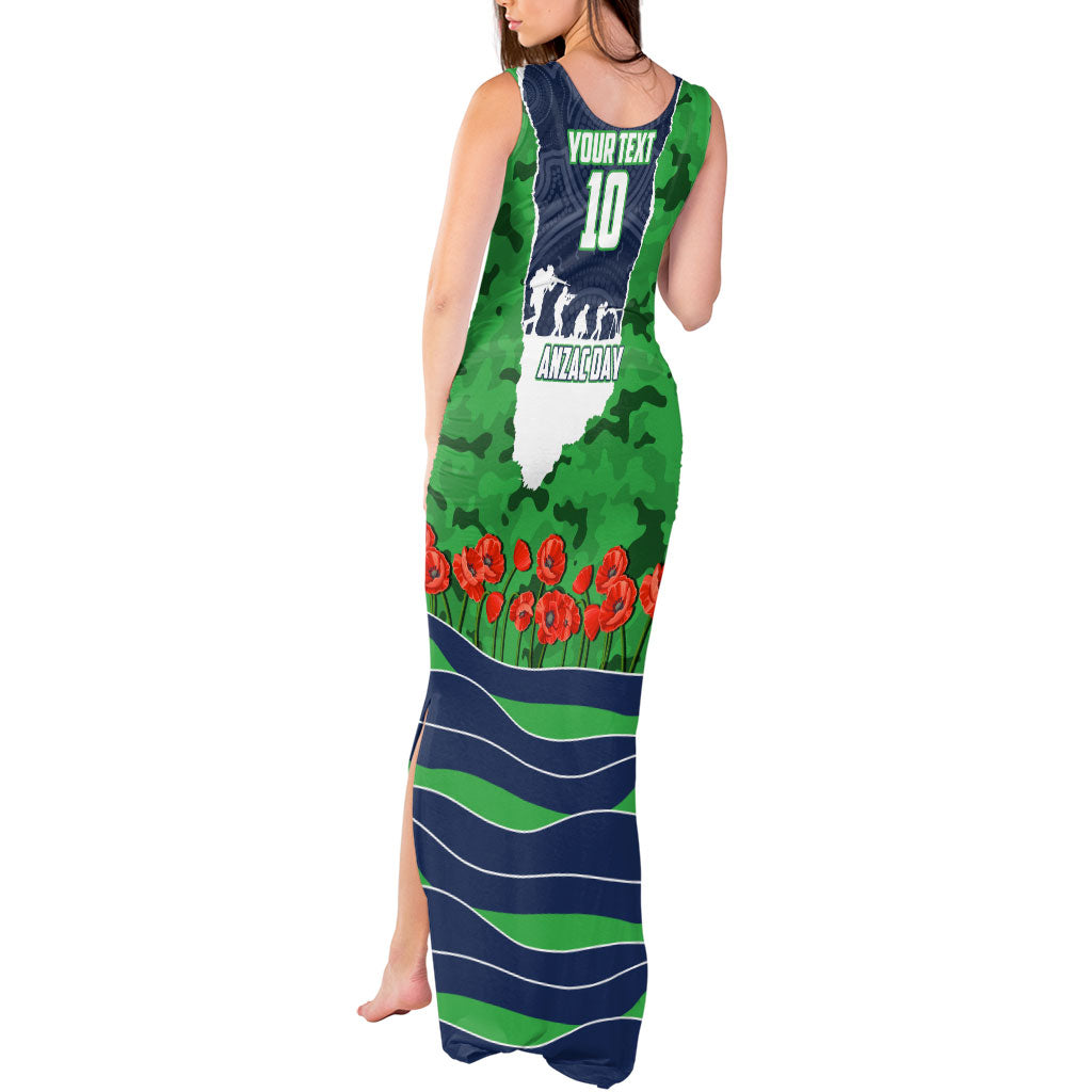 Personalized Canberra Raiders ANZAC Tribute Tank Maxi Dress Poppy Field Soldier Silhouette Aboriginal Rugby Mascot