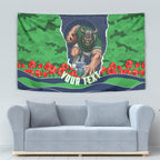 Personalized Canberra Raiders ANZAC Tribute Tapestry Poppy Field Soldier Silhouette Aboriginal Rugby Mascot