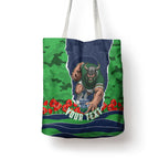 Personalized Canberra Raiders ANZAC Tribute Tote Bag Poppy Field Soldier Silhouette Aboriginal Rugby Mascot