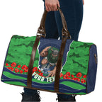 Personalized Canberra Raiders ANZAC Tribute Travel Bag Poppy Field Soldier Silhouette Aboriginal Rugby Mascot