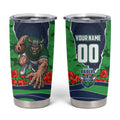 Personalized Canberra Raiders ANZAC Tribute Tumbler Cup Poppy Field Soldier Silhouette Aboriginal Rugby Mascot