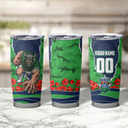 Personalized Canberra Raiders ANZAC Tribute Tumbler Cup Poppy Field Soldier Silhouette Aboriginal Rugby Mascot