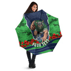 Personalized Canberra Raiders ANZAC Tribute Umbrella Poppy Field Soldier Silhouette Aboriginal Rugby Mascot