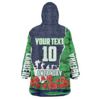 Personalized Canberra Raiders ANZAC Tribute Wearable Blanket Hoodie Poppy Field Soldier Silhouette Aboriginal Rugby Mascot