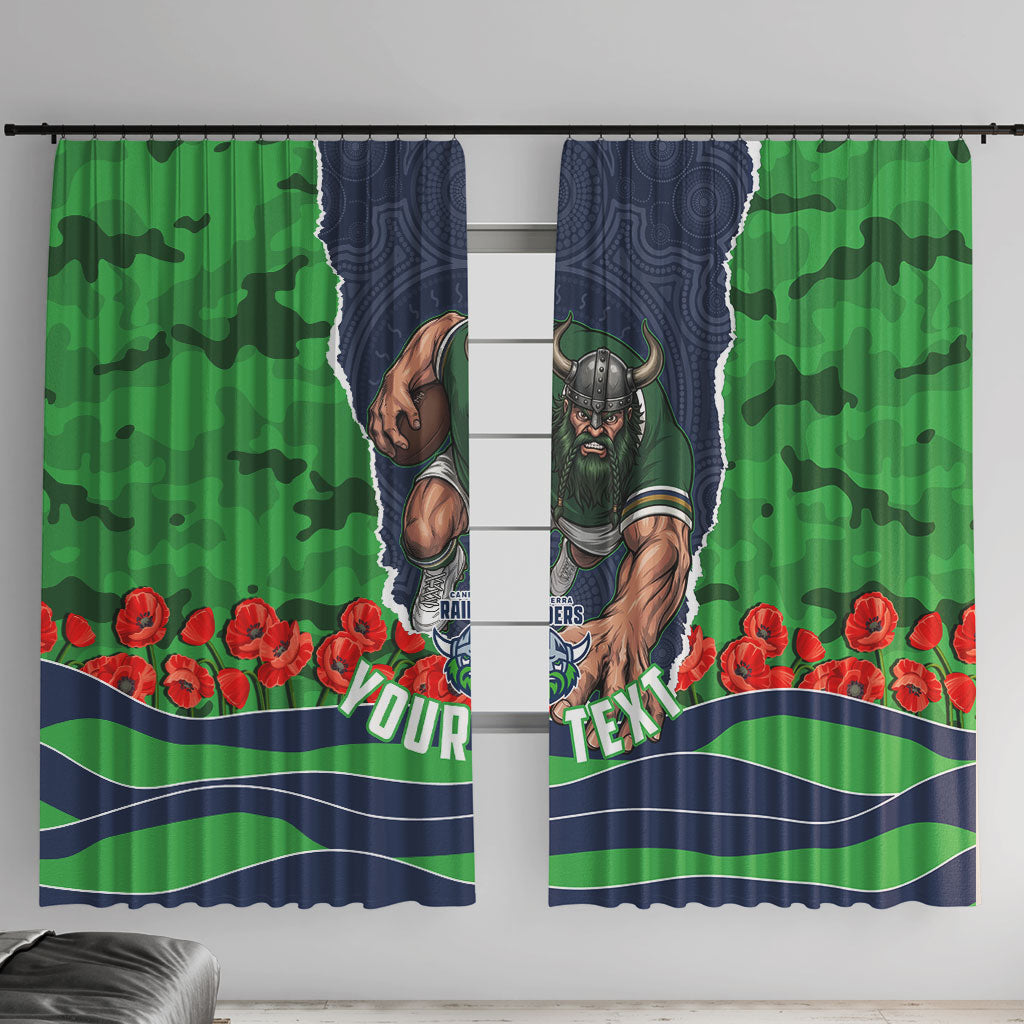 Personalized Canberra Raiders ANZAC Tribute Window Curtain Poppy Field Soldier Silhouette Aboriginal Rugby Mascot