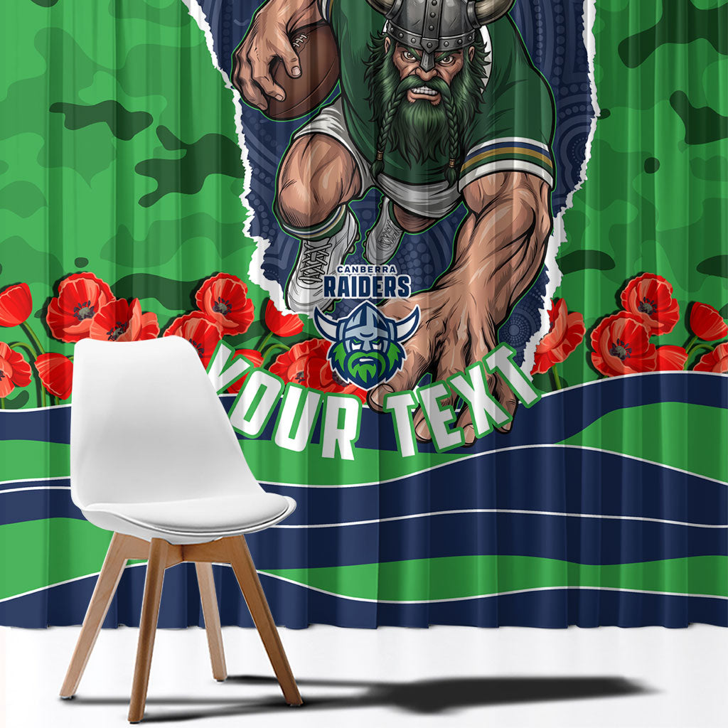 Personalized Canberra Raiders ANZAC Tribute Window Curtain Poppy Field Soldier Silhouette Aboriginal Rugby Mascot