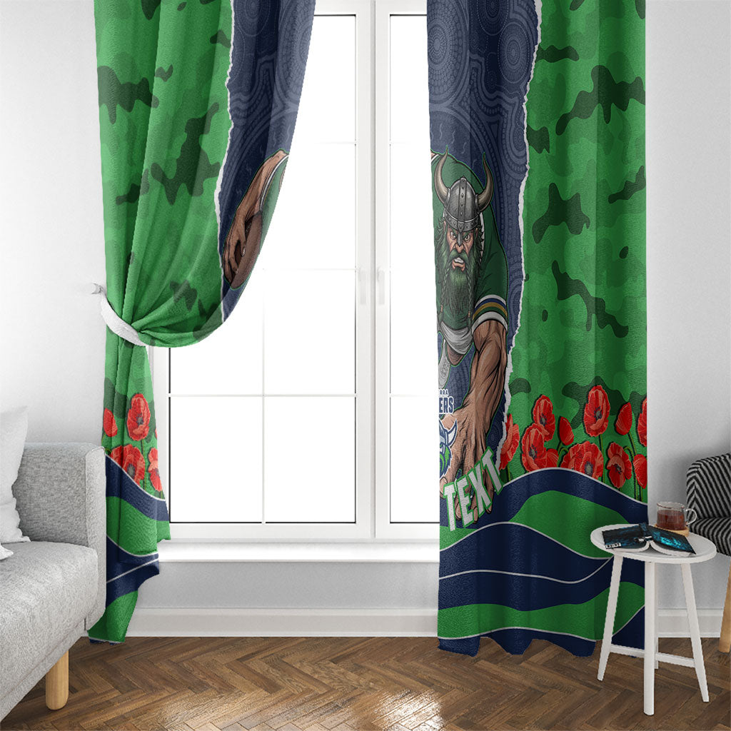 Personalized Canberra Raiders ANZAC Tribute Window Curtain Poppy Field Soldier Silhouette Aboriginal Rugby Mascot