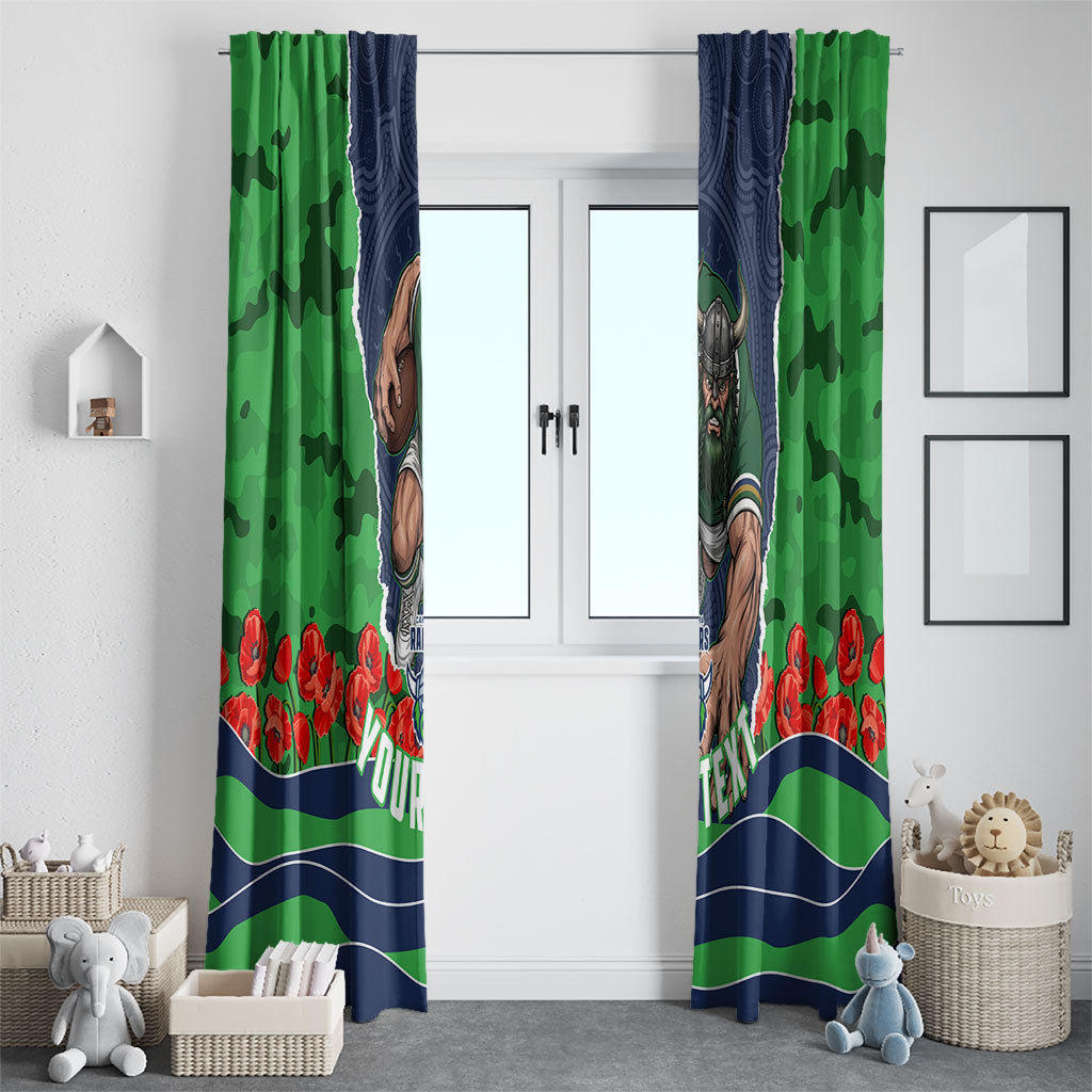 Personalized Canberra Raiders ANZAC Tribute Window Curtain Poppy Field Soldier Silhouette Aboriginal Rugby Mascot