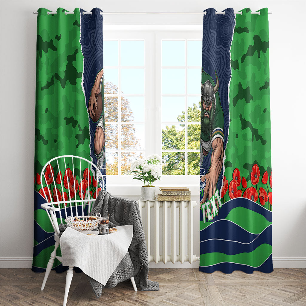 Personalized Canberra Raiders ANZAC Tribute Window Curtain Poppy Field Soldier Silhouette Aboriginal Rugby Mascot