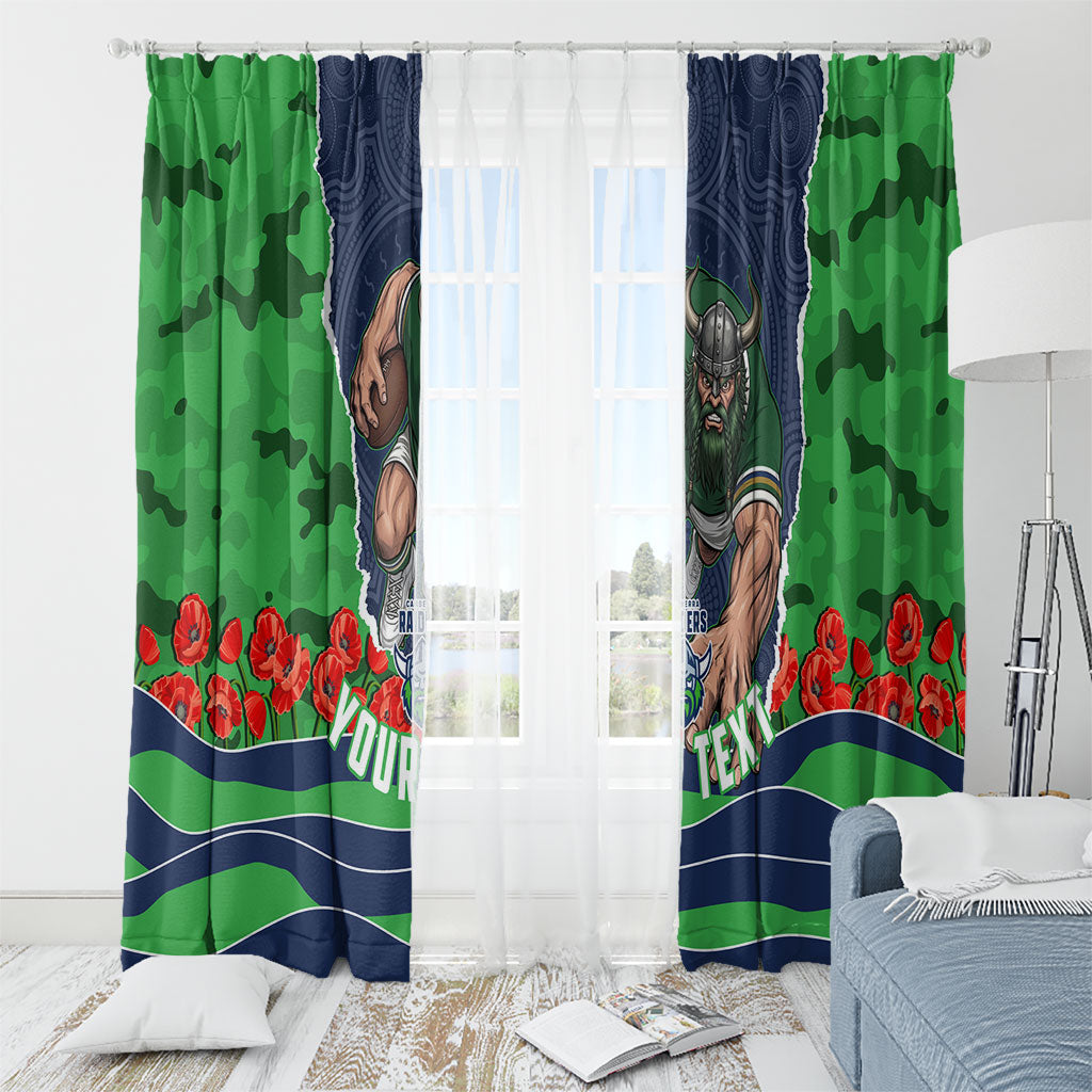 Personalized Canberra Raiders ANZAC Tribute Window Curtain Poppy Field Soldier Silhouette Aboriginal Rugby Mascot