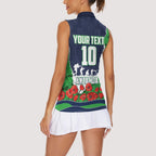 Personalized Canberra Raiders ANZAC Tribute Women Sleeveless Polo Shirt Poppy Field Soldier Silhouette Aboriginal Rugby Mascot