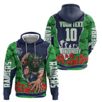 Personalized Canberra Raiders ANZAC Tribute Zip Hoodie Poppy Field Soldier Silhouette Aboriginal Rugby Mascot