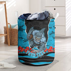 Personalized Sharks ANZAC Tribute Laundry Basket Poppy Field Soldier Silhouette Aboriginal Rugby Mascot