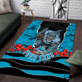 Personalized Sharks ANZAC Tribute Area Rug Poppy Field Soldier Silhouette Aboriginal Rugby Mascot